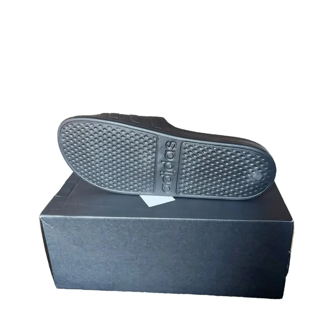 NWB Adidas Adilette Comfort Slides Black Sandals Men’s 12 Women’s 13 Slip-On